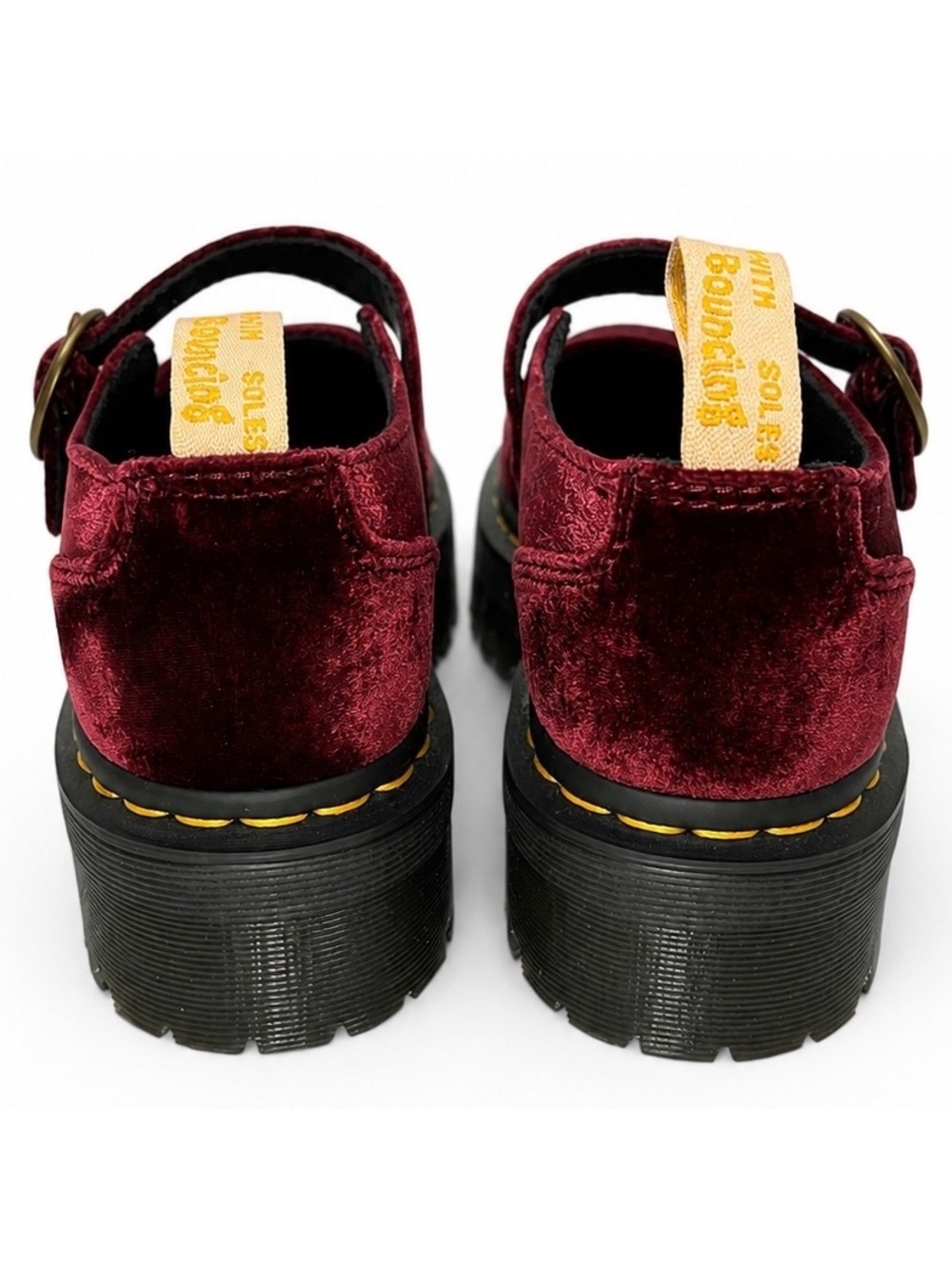 Dr. Martens Addina Mary Jane Platform Burgundy Velvet Vegan US 8 - Picture 4 of 6